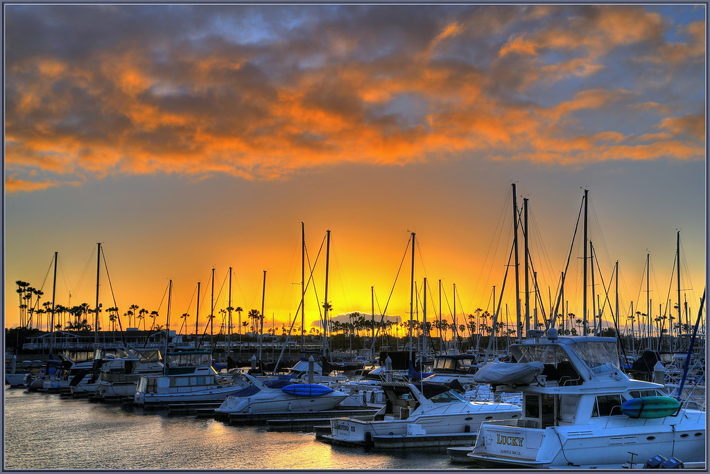 ships sunset Alamitos Bay california