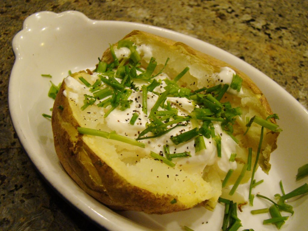 baked potatoes decorated