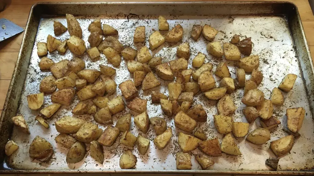 potatoes on baking sheets