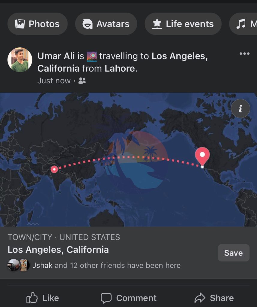 facebook screenshot travel journey