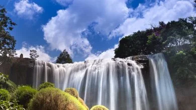 a large waterfall