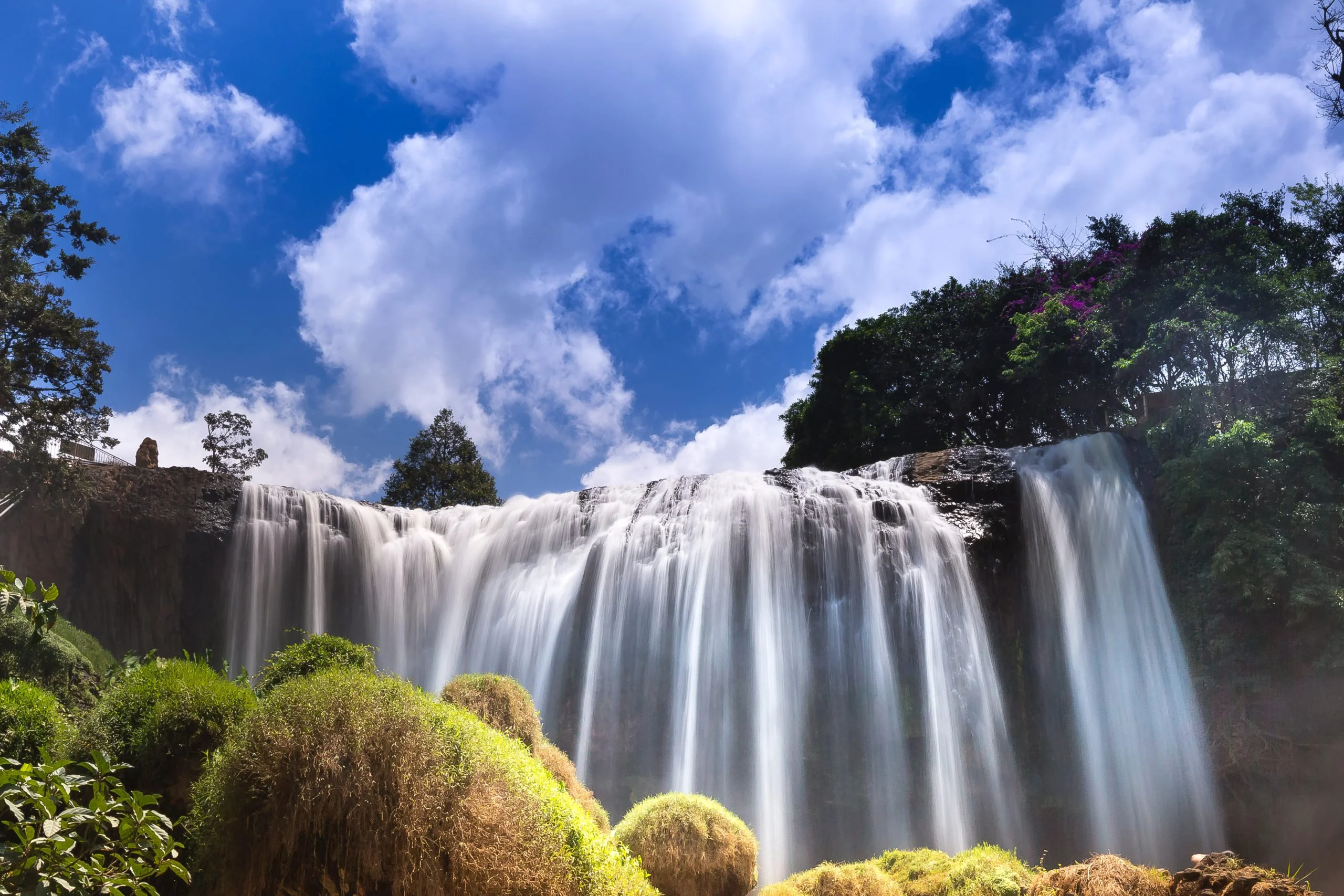 a large waterfall