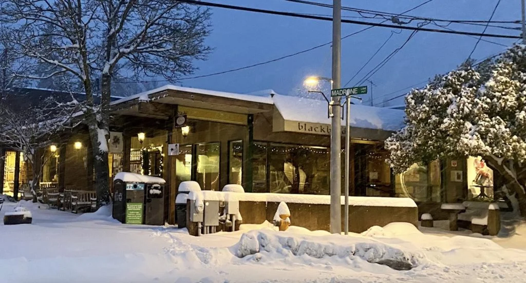 Blackbird Bakery in snow weather