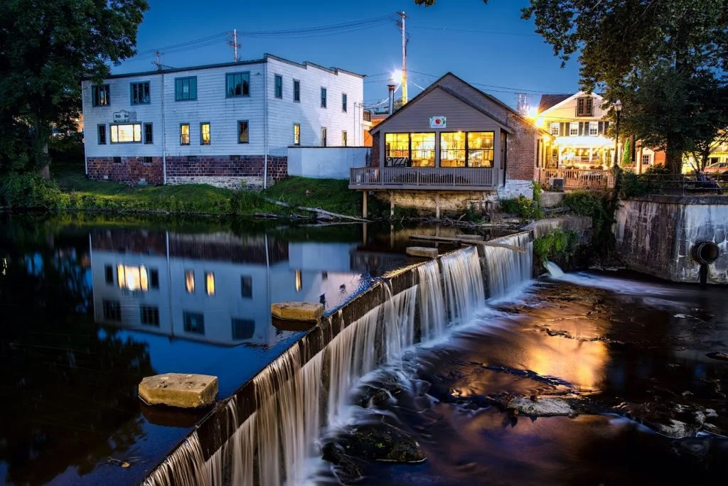 Chagrin Waterfalls at night