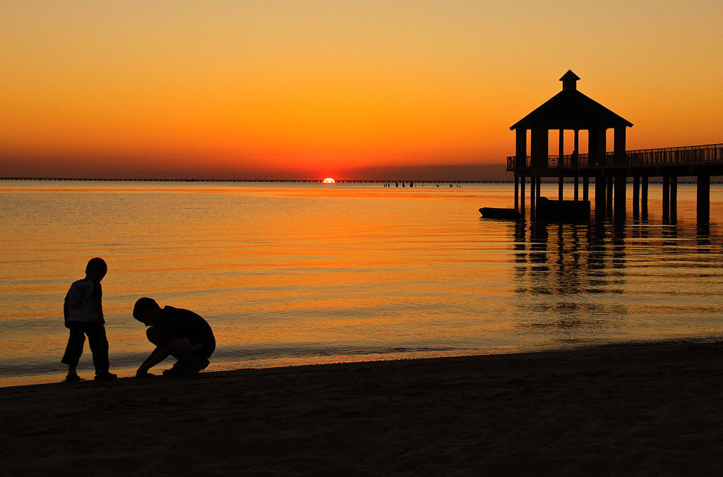 sunset at Fontainebleau State Park Beach