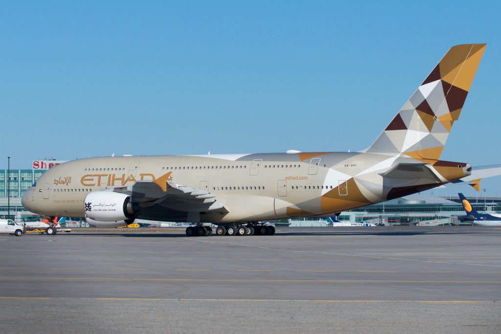 Etihad A380-800 parked