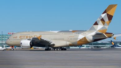 Etihad A380-800 parked