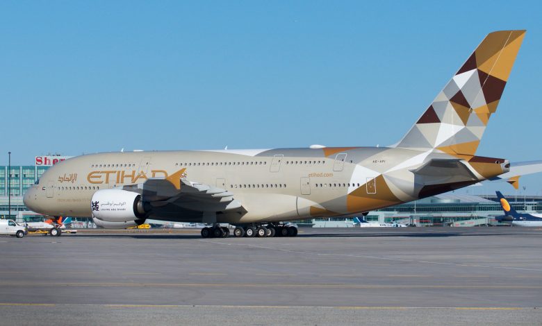 Etihad A380-800 parked