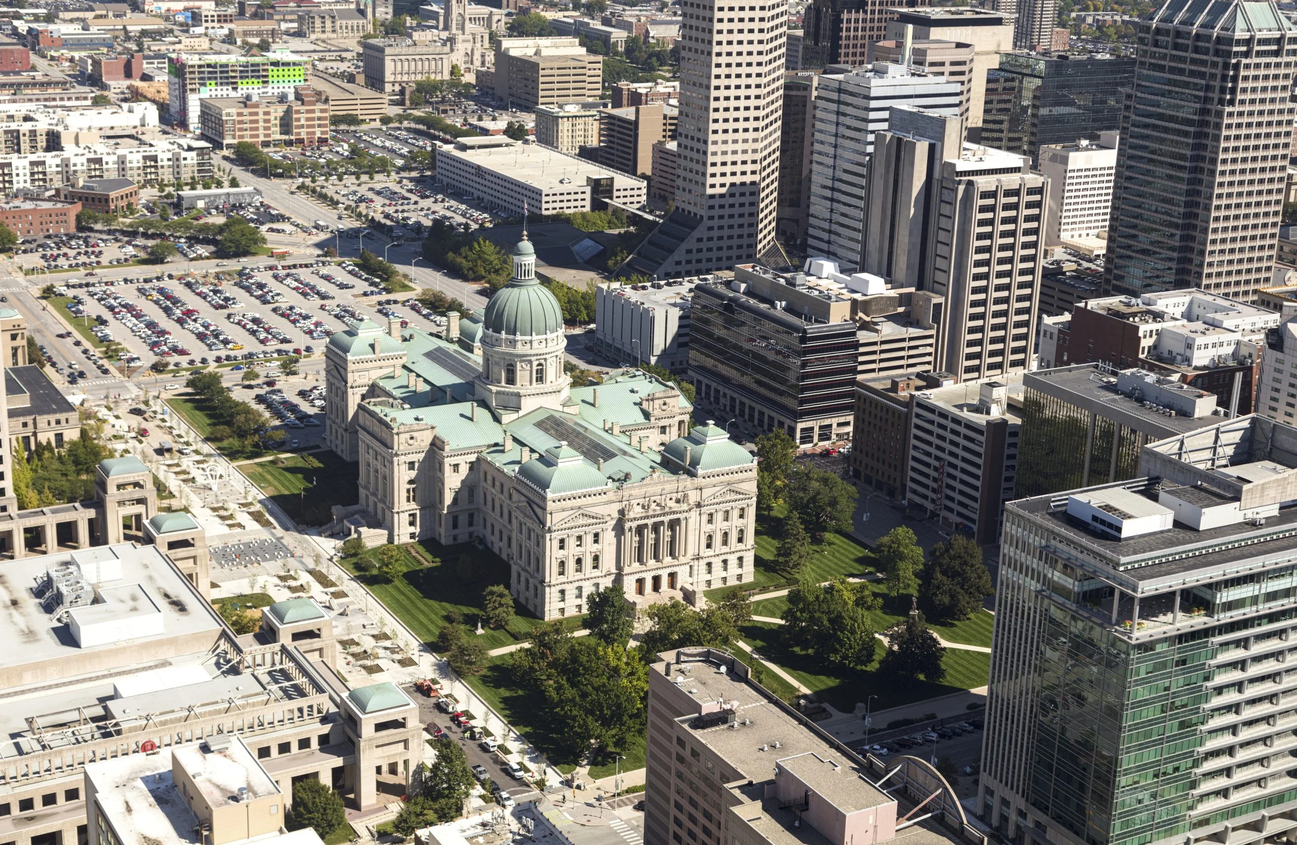 Aerial view of Indianapolis, Indiana.