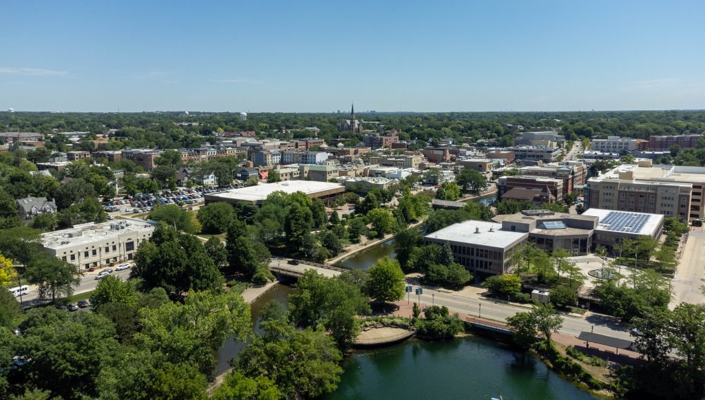 Naperville from above drone view