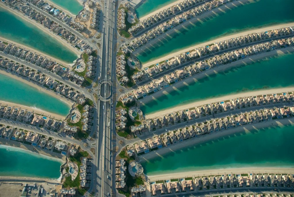 Palm Jumeriah above drone view