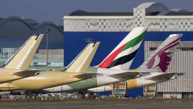 etihad emirates airport parked