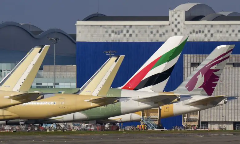 etihad emirates airport parked