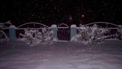 dark night heavy snow usa gate night