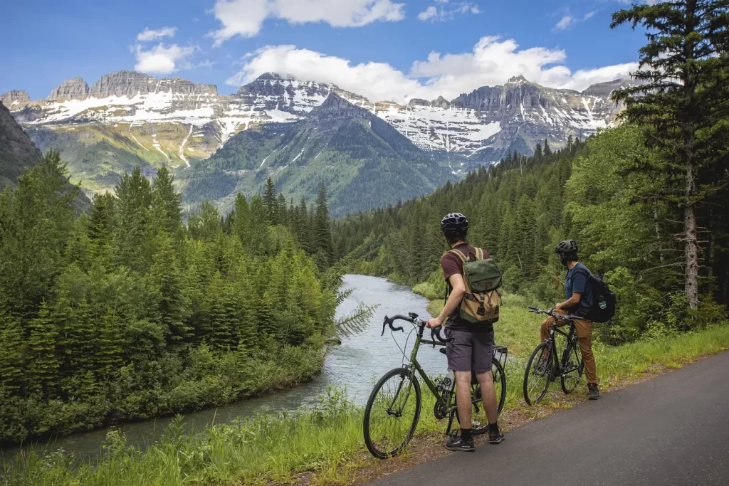 cyclists at Glacier National Park