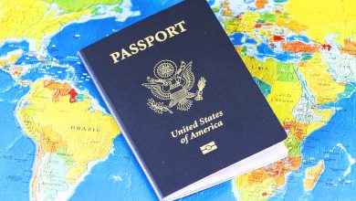 USA Passport on Map.