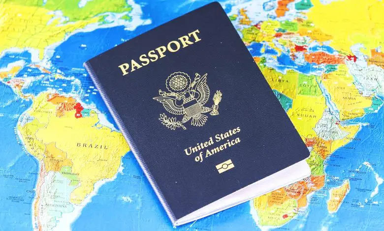 USA Passport on Map.