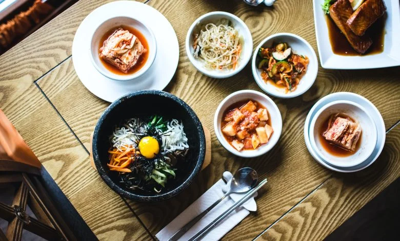 Korean Food Bibimbap with Kimchi