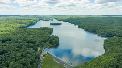 Aerial photo of the Saugatuck Reservoir