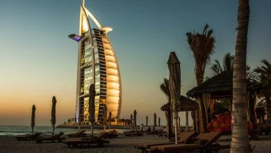 dubai beach with burj ul arab hotel in back