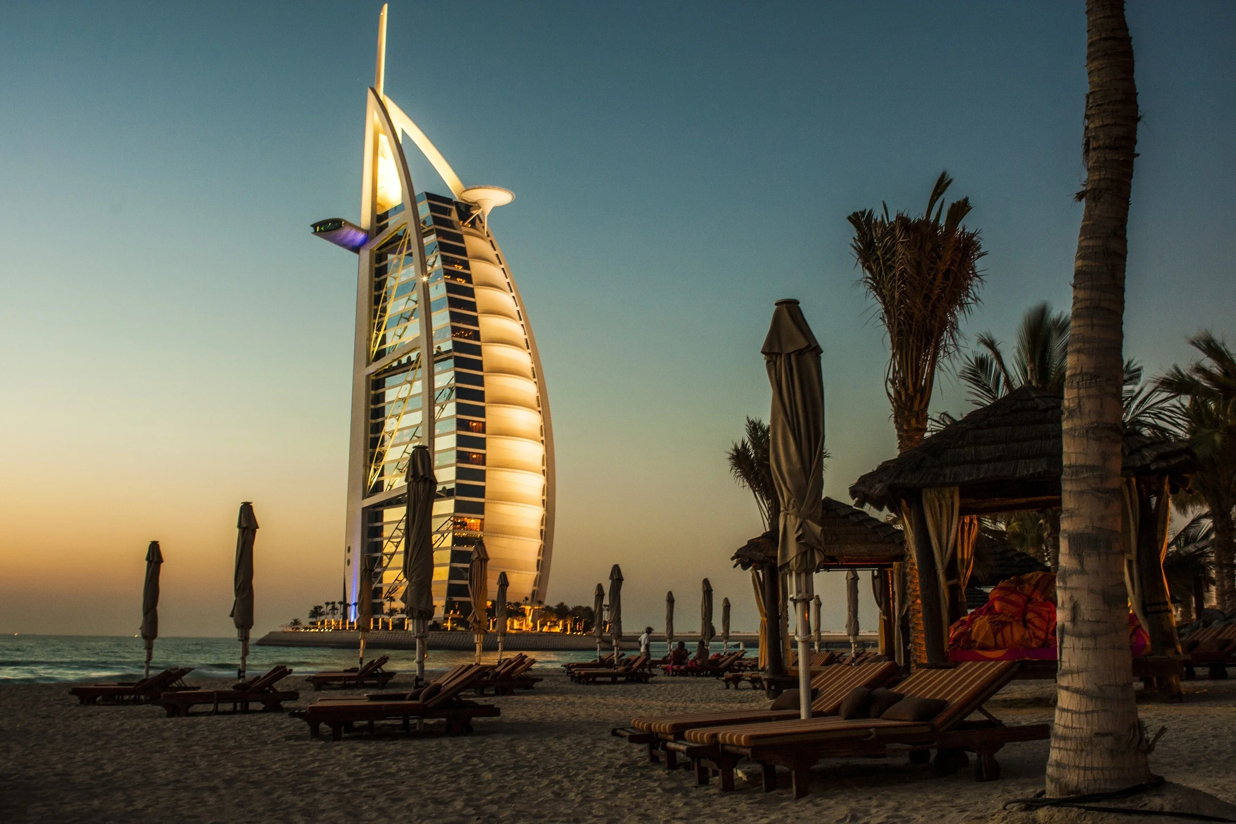 dubai beach with burj ul arab hotel in back