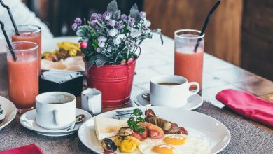 brunch juice, coffee breakfast table