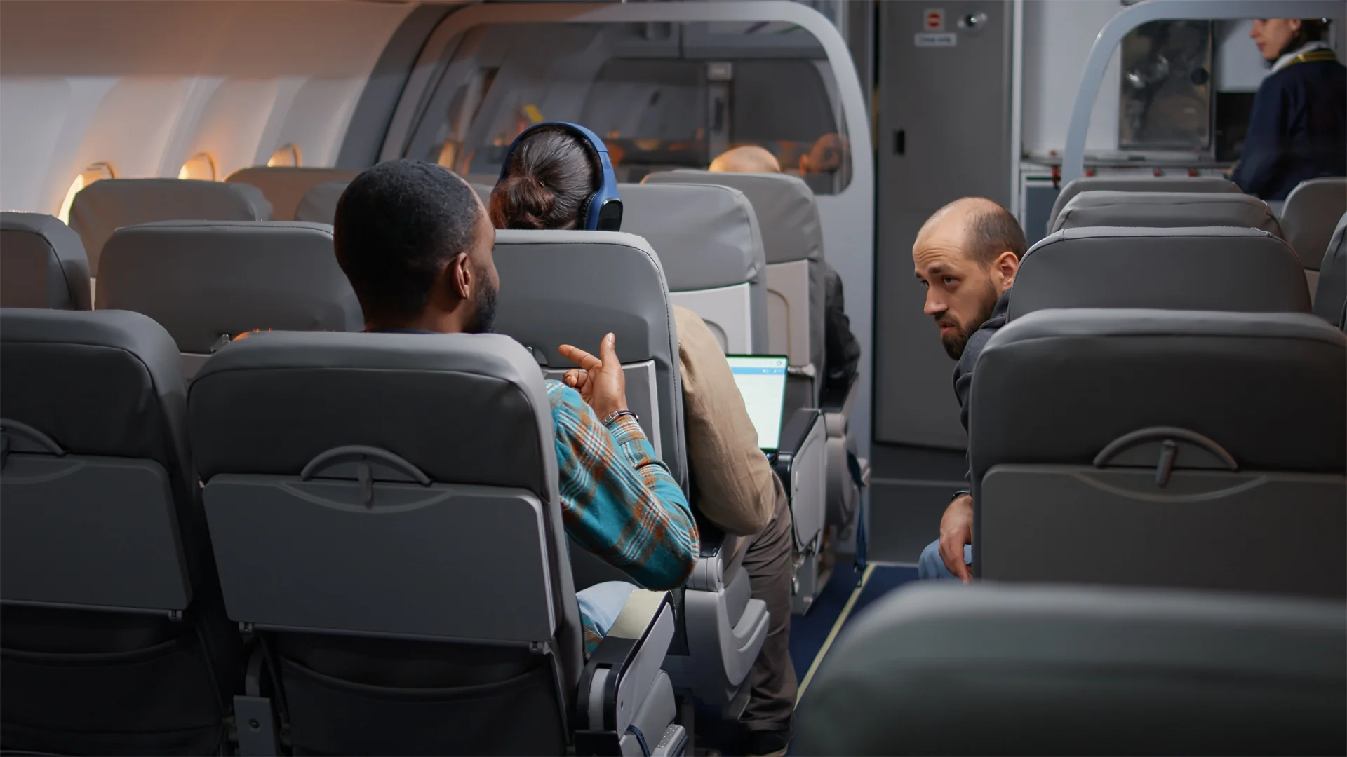 People traveling in a plane