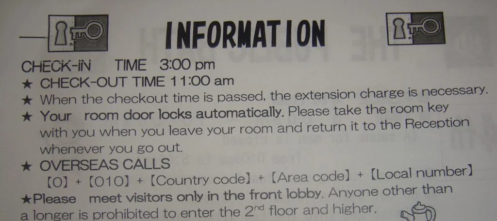 hotel policies information japan