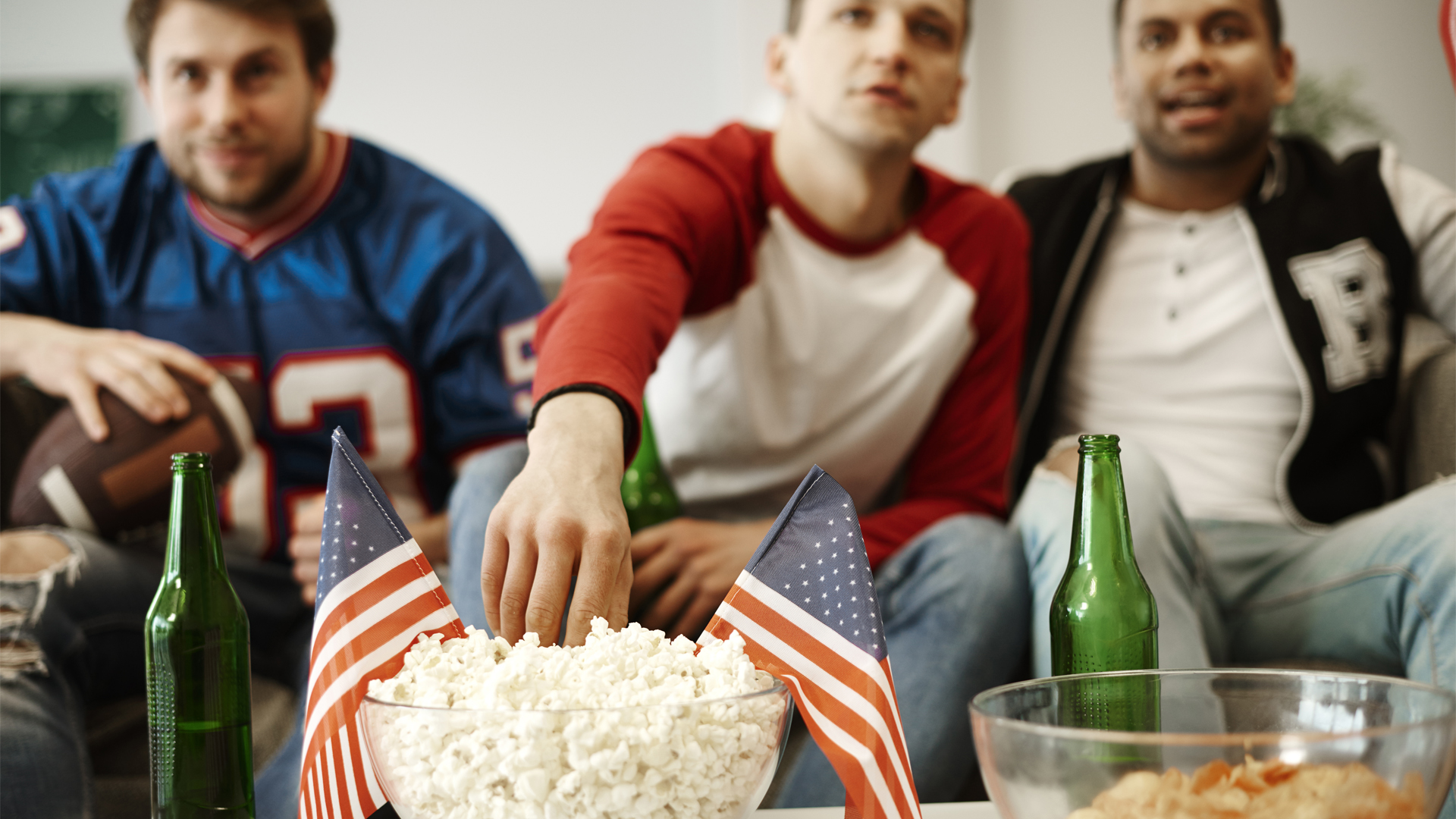 Group of friends watching movie