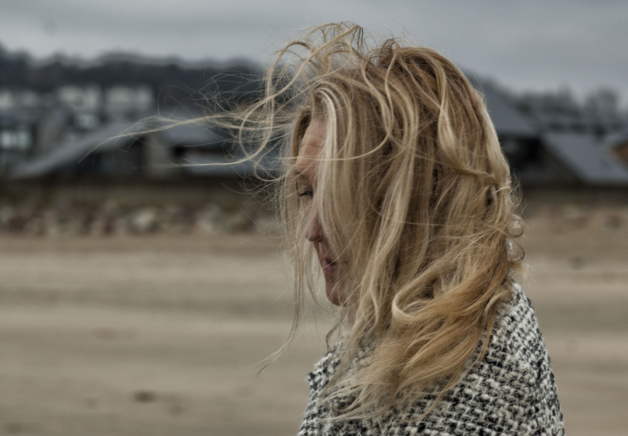 girl with sand in her hair