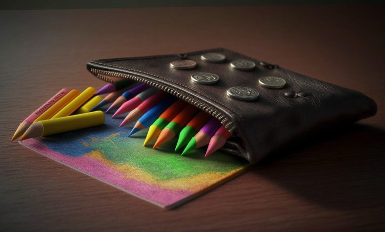 multiple crayons in wallet