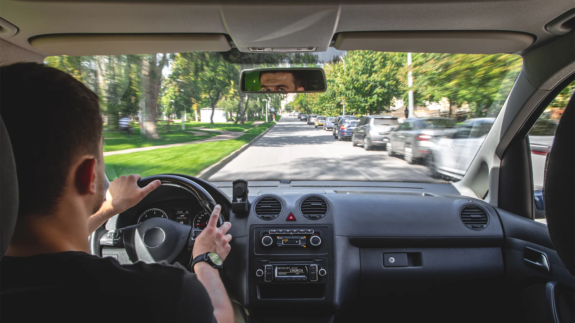 Man driving a car