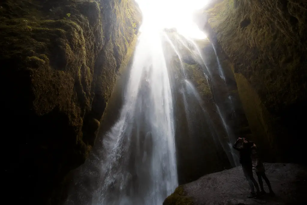 A scenic view of Gljúfrafoss Waterfall
