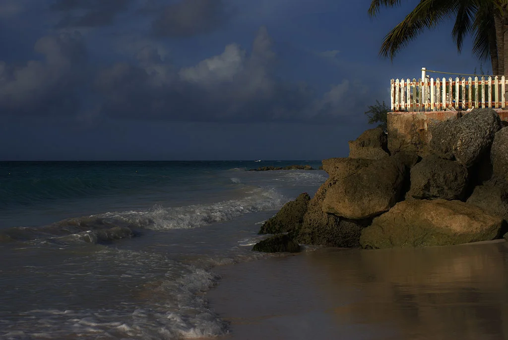 barbados beach at night