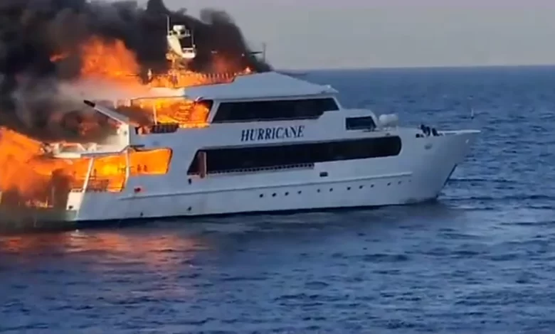 egypt boat on fire