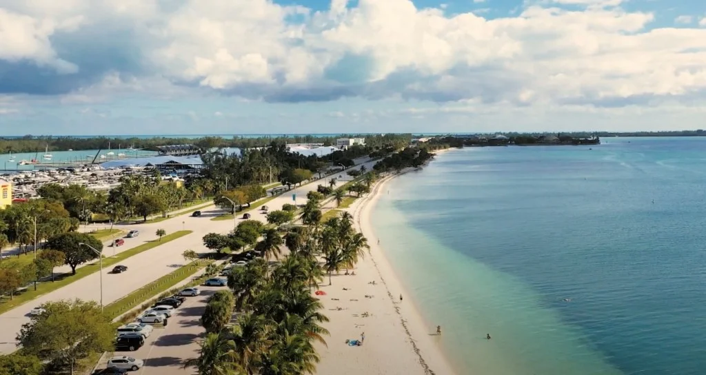 Aerial View of Hobie Island Park Beach