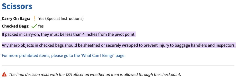 What does TSA mean by pivot point when talking about shears