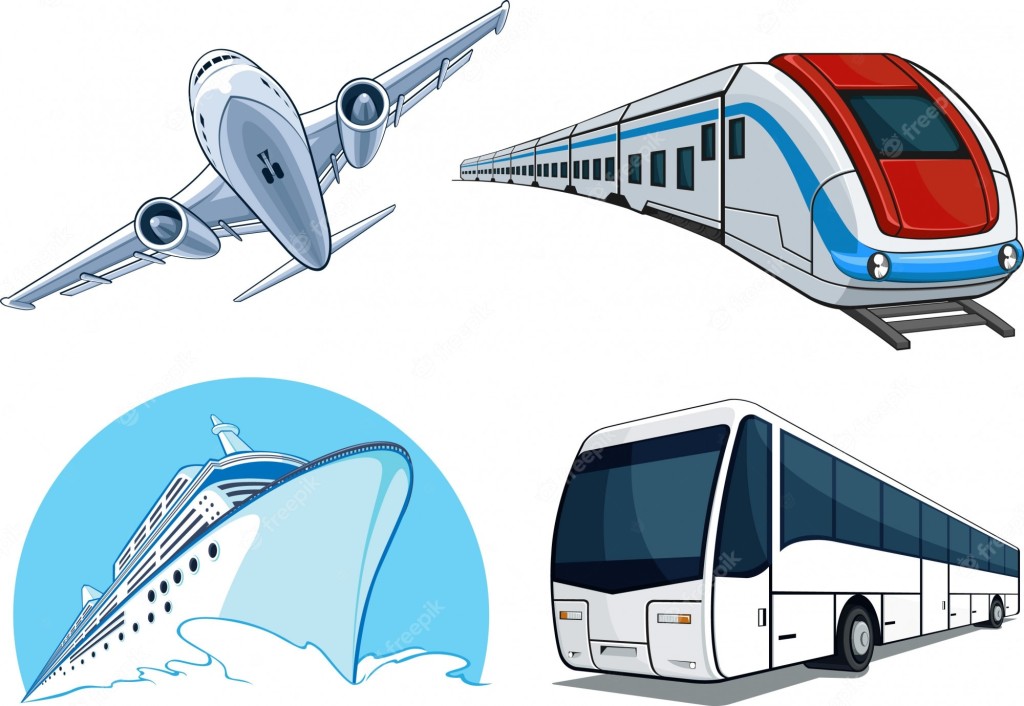 Airplane, Train, Ship, and Bus Transportation